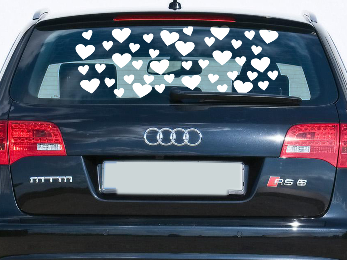 Autoaufkleber Herzen Weiß groß