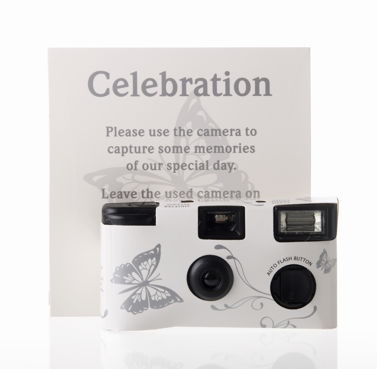 Hochzeitskamera Schmetterling Silber