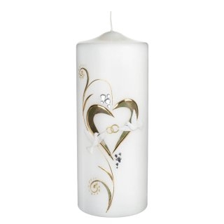 Hochzeitskerze Goldenes Herz - Stumpen