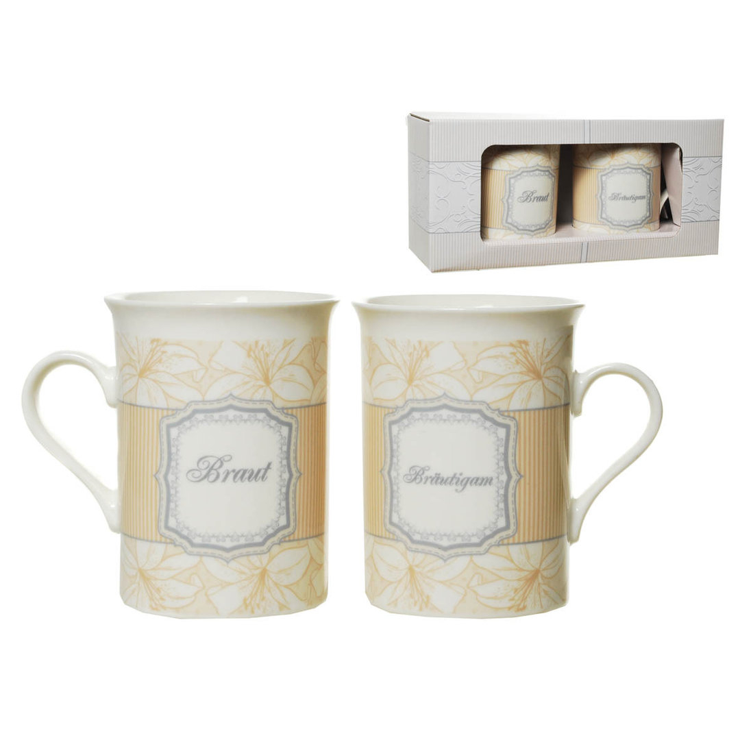 Kaffeebecherset Hochzeitstauben