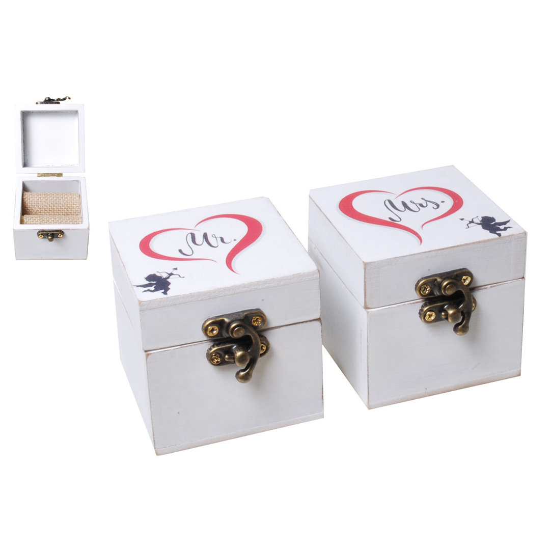 Ringbox Ringdose Schatulle Mr. & Mrs. Herz