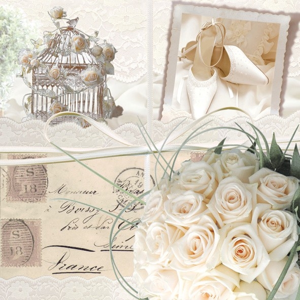 Servietten Brautschuhe