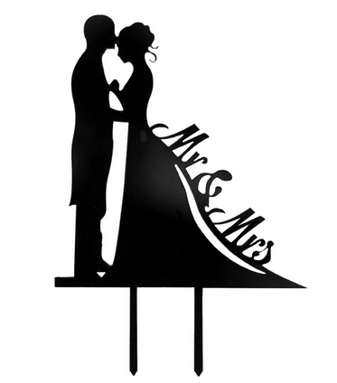 Tortendeko Mr. & Mrs. - Schwarz oder Weiß schwarz