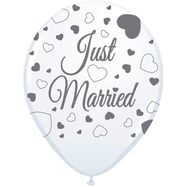 Luftballons Just Married Grau